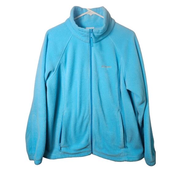 Columbia Women's Full Zip Front Jacket Size‎ 1X Light Blue Long Sleeve - Picture 1 of 11